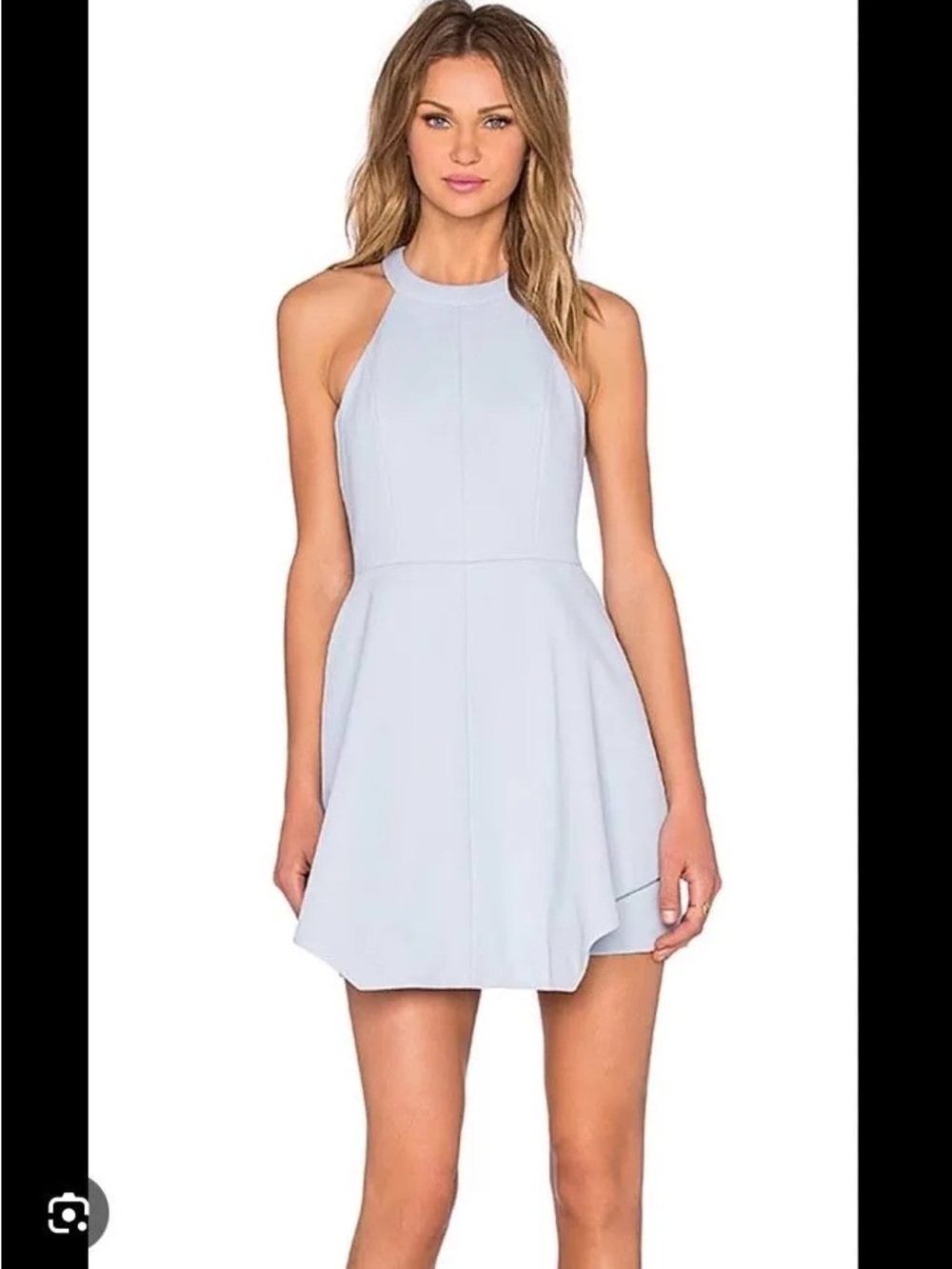 Keepsake Blue Halter Fit & Flare Mini Dress Size S